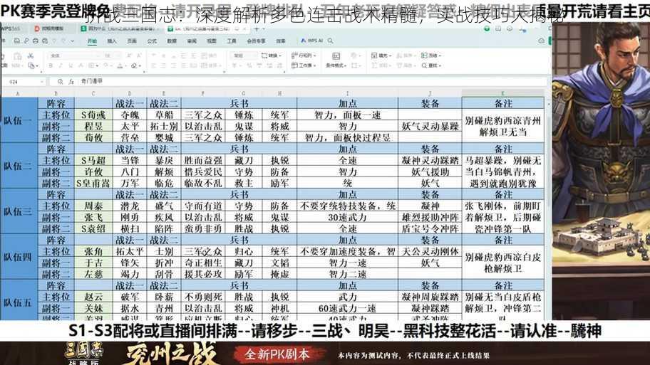 拼战三国志：深度解析多色连击战术精髓，实战技巧大揭秘