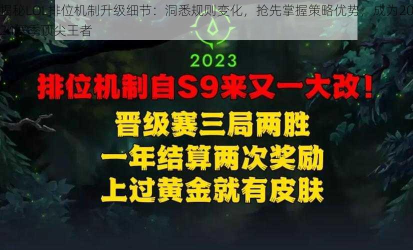 揭秘LOL排位机制升级细节：洞悉规则变化，抢先掌握策略优势，成为2024赛季顶尖王者