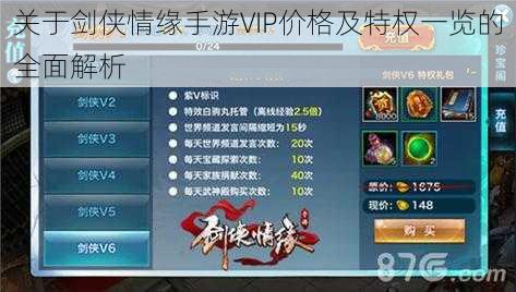 关于剑侠情缘手游VIP价格及特权一览的全面解析