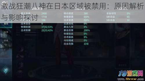 激战狂潮八神在日本区域被禁用：原因解析与影响探讨