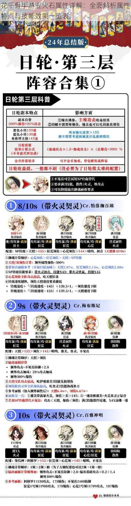 花千骨手游业火石属性详解:全面解析属性特点与技能效果一览表