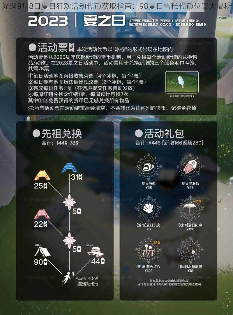 光遇9月8日夏日狂欢活动代币获取指南：98夏日雪糕代币位置大揭秘