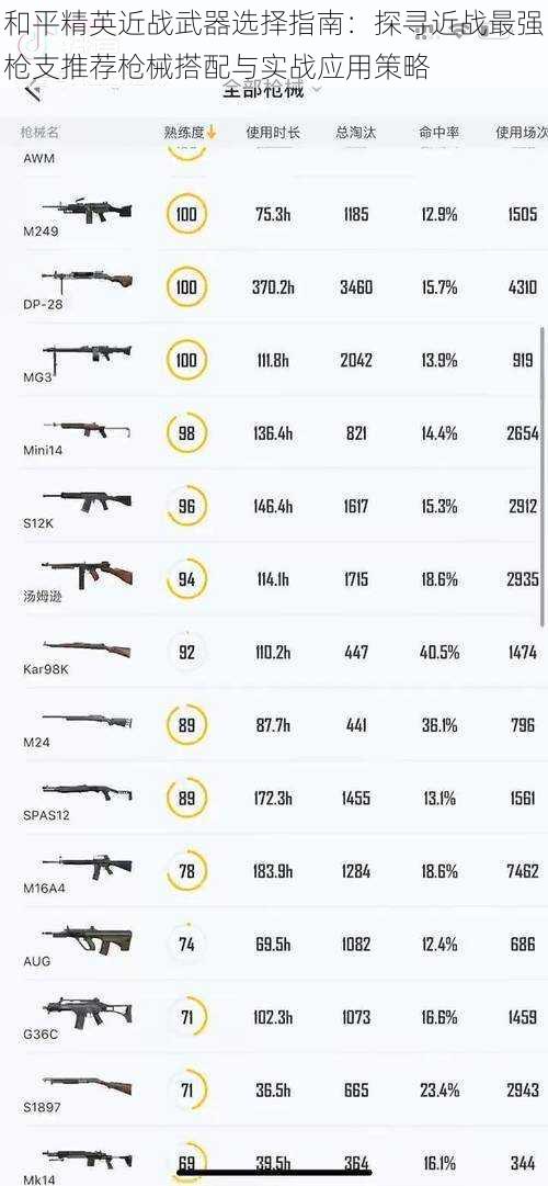 和平精英近战武器选择指南：探寻近战最强枪支推荐枪械搭配与实战应用策略