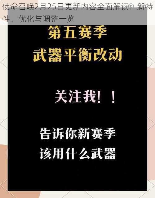 使命召唤2月25日更新内容全面解读:新特性、优化与调整一览