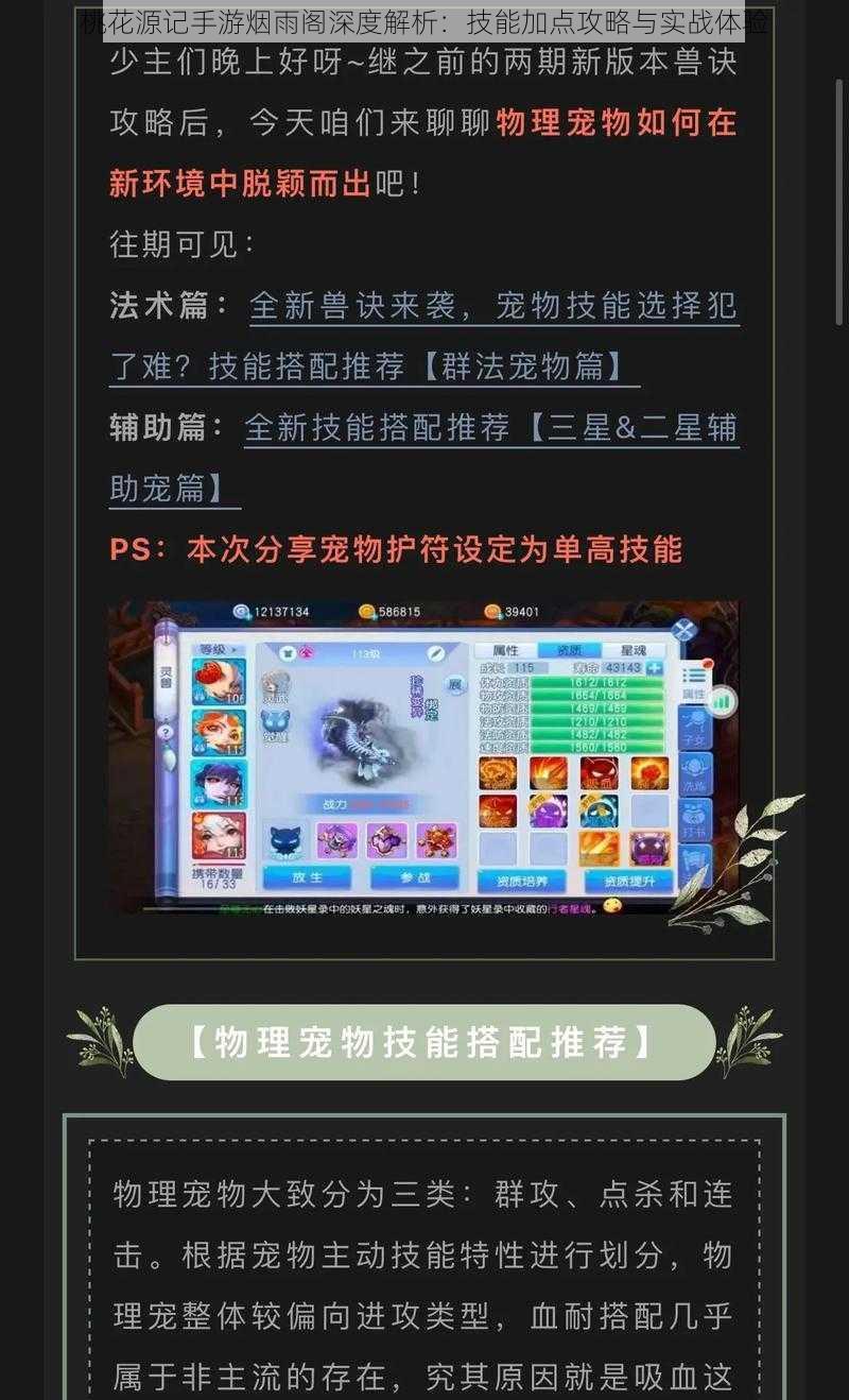 桃花源记手游烟雨阁深度解析：技能加点攻略与实战体验