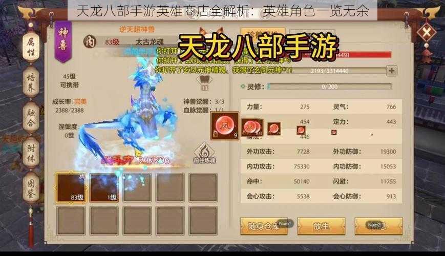 天龙八部手游英雄商店全解析:英雄角色一览无余