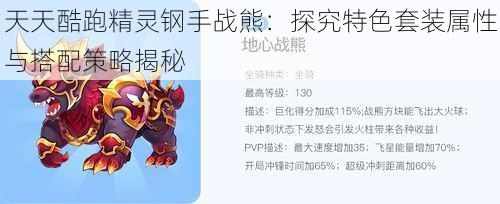 天天酷跑精灵钢手战熊:探究特色套装属性与搭配策略揭秘