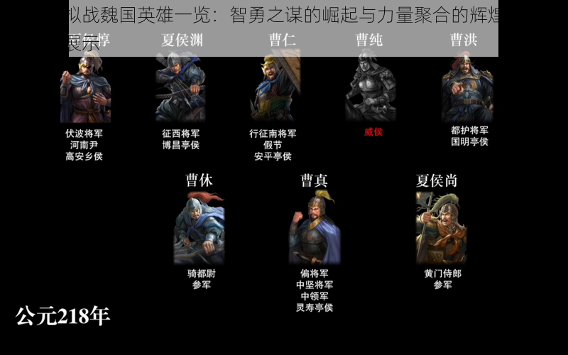 王者模拟战魏国英雄一览:智勇之谋的崛起与力量聚合的辉煌传奇人物群像展示