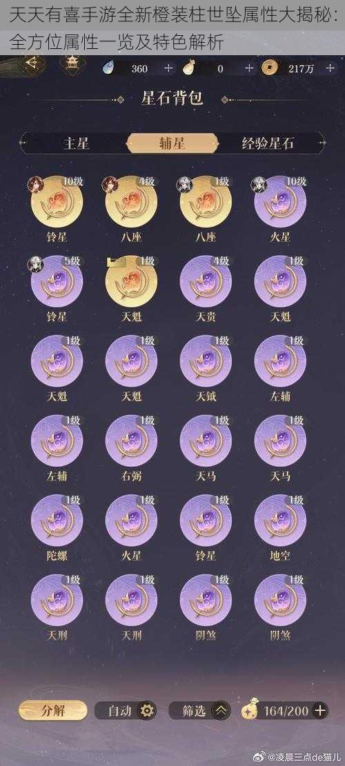 天天有喜手游全新橙装柱世坠属性大揭秘:全方位属性一览及特色解析