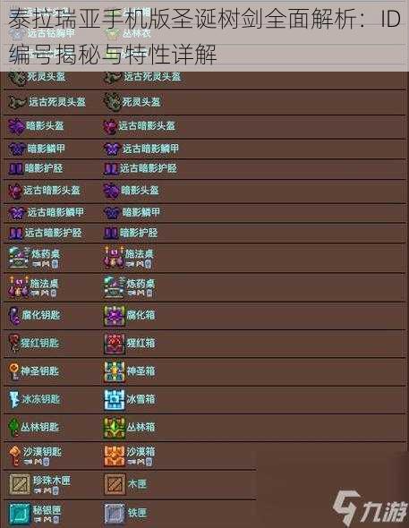 泰拉瑞亚手机版圣诞树剑全面解析:ID编号揭秘与特性详解
