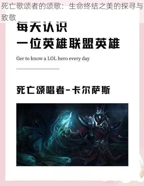 死亡歌颂者的颂歌:生命终结之美的探寻与致敬