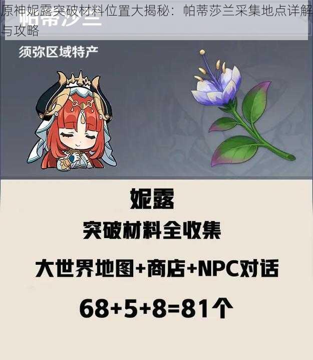 原神妮露突破材料位置大揭秘:帕蒂莎兰采集地点详解与攻略
