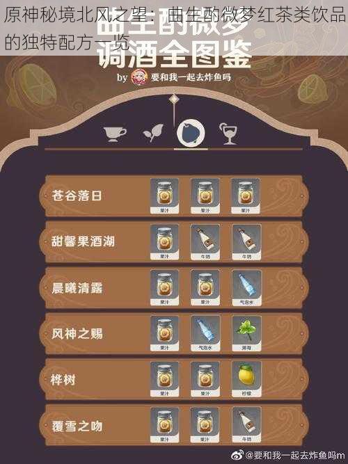 原神秘境北风之望:曲生酌微梦红茶类饮品的独特配方一览
